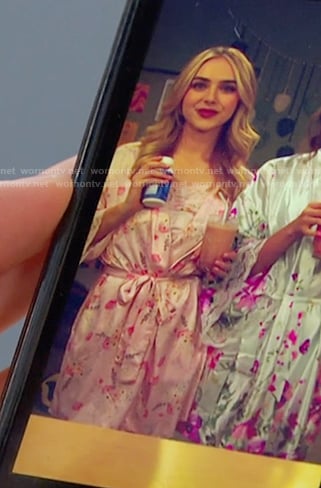 Holly’s pink floral lace trim robe on Days of our Lives