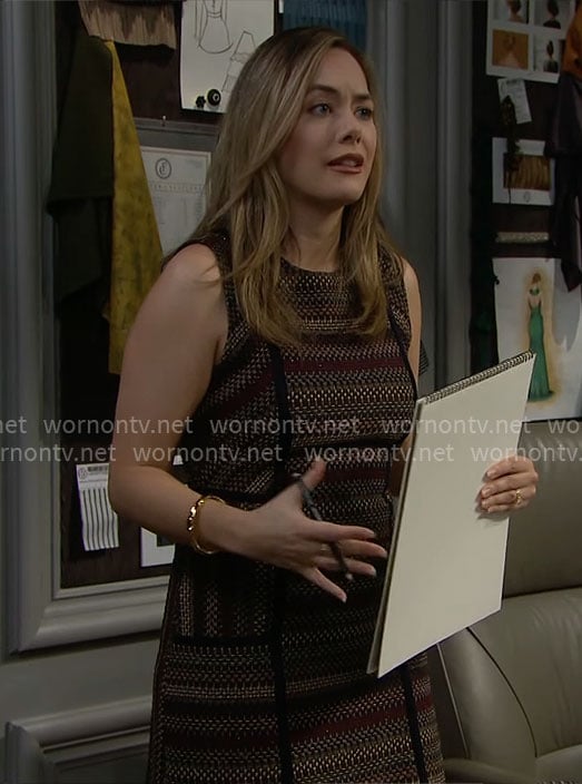 Hope's tweed striped dress on The Bold and the Beautiful
