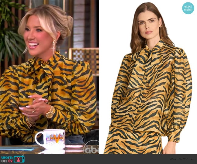 Hunter Bell Tess Blouse Tiger worn by Savannah Chrisley on The View
