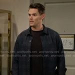 Adam’s navy plaid shirt on The Young and the Restless