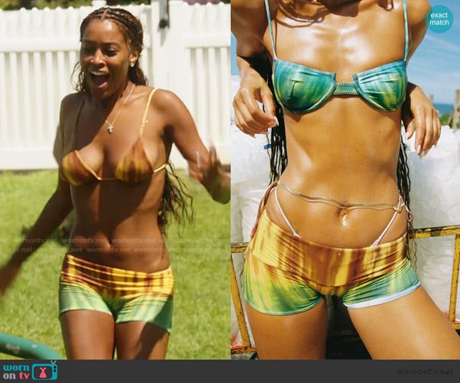 Ciara’s tie dye print mini shorts on Summer House