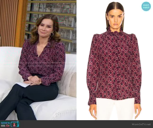 Isabel Marant Lamia Top in Midnight worn by Rebecca Jarvis on Good Morning America