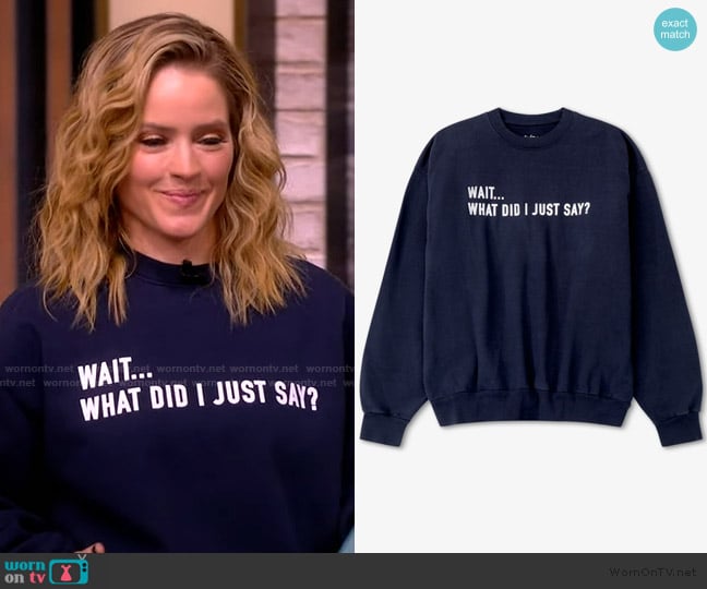 Sara’s blue sweatshirt on The View