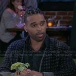 Izaiah’s grey houndstooth cardigan on Beyond the Gates