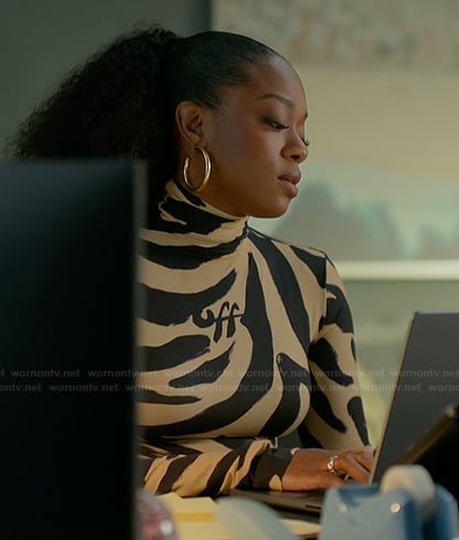 Izzy's zebra stripe mesh top on The Lincoln Lawyer