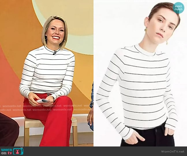 J. Crew Ribbed Striped Mock Neck Bodysuit worn by Dylan Dreyer on Today