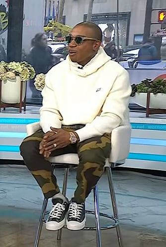Ja Rule’s white knit hoodie on Today