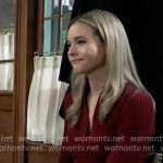 Jacinda's dark red rib knit dress on General Hospital