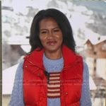 Janai’s blue American flag cable knit sweater on Good Morning America