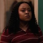 Janine’s red striped polo sweater on Abbott Elementary