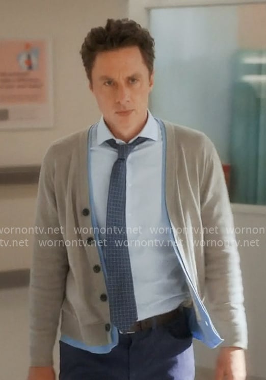 JD's grey and blue layered cardigan on Scrubs