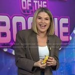 Jenna's brown plaid collarless blazer on Today