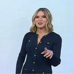 Jenna’s navy sweater dress with gold buttons on Today