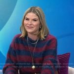 Jenna’s blue and red stripe sweater with leather pants on Today