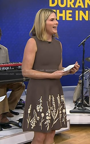 Jenna’s brown floral embroidered sleeveless dress on Today