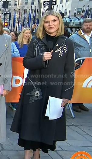 Jenna’s grey floral embroidered coat on Today