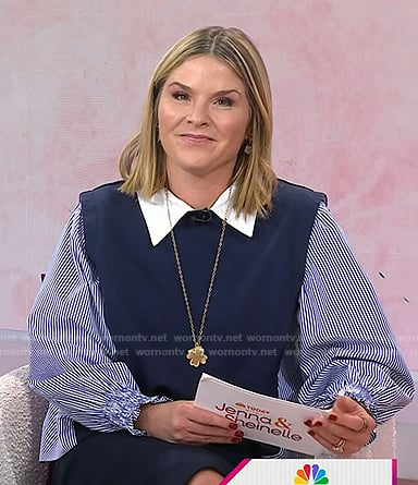 Jenna’s navy stripe mixed media top on Today