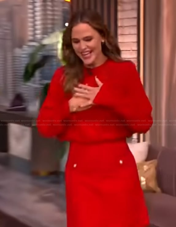 Jennifer Garner’s red sweater and mini skirt on The View