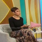Jericka Duncan’s black paisley print dress on CBS Mornings