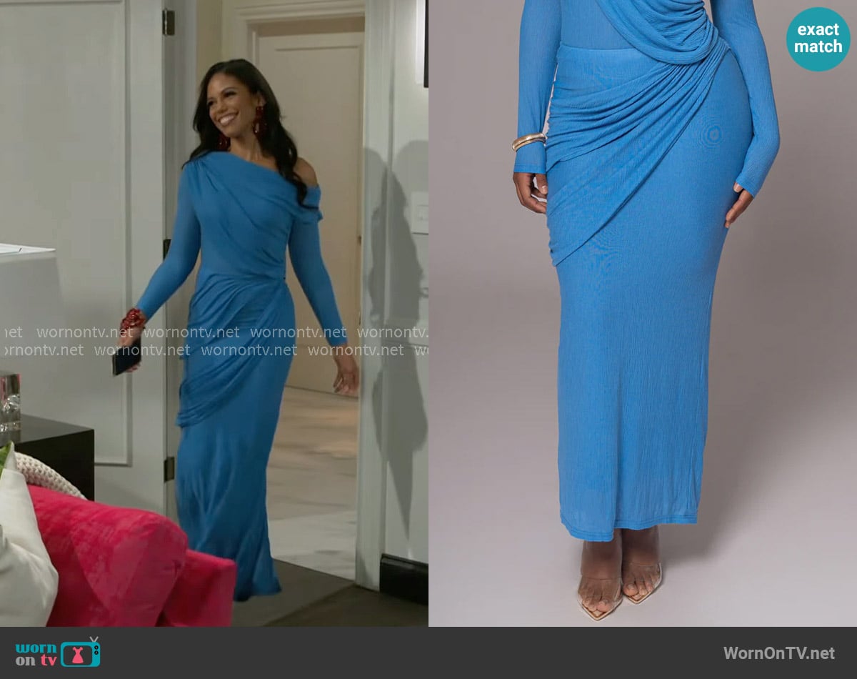 JLuxLabel Blue Paradise Hills Maxi Skirt worn by Dani Dupree (Karla Mosley) on Beyond the Gates