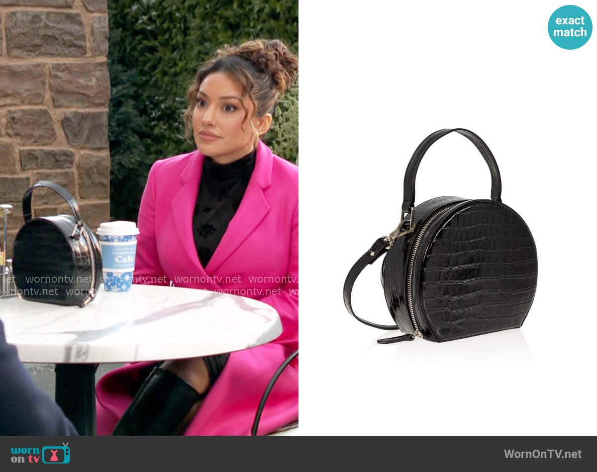 Joanna Maxham The Hatter in Black Croc-Embossed worn by Audra Charles (Zuleyka Silver) on The Young and the Restless
