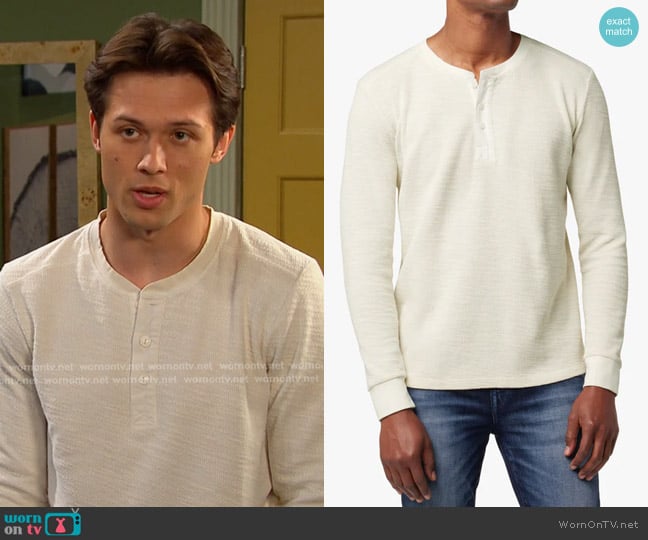 Joe's Tate Waffle Henley in Natrural worn by Tate Black (Leo Howard) on Days of our Lives