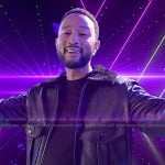 John Legend's black sherling collar leather jacket on The Voice