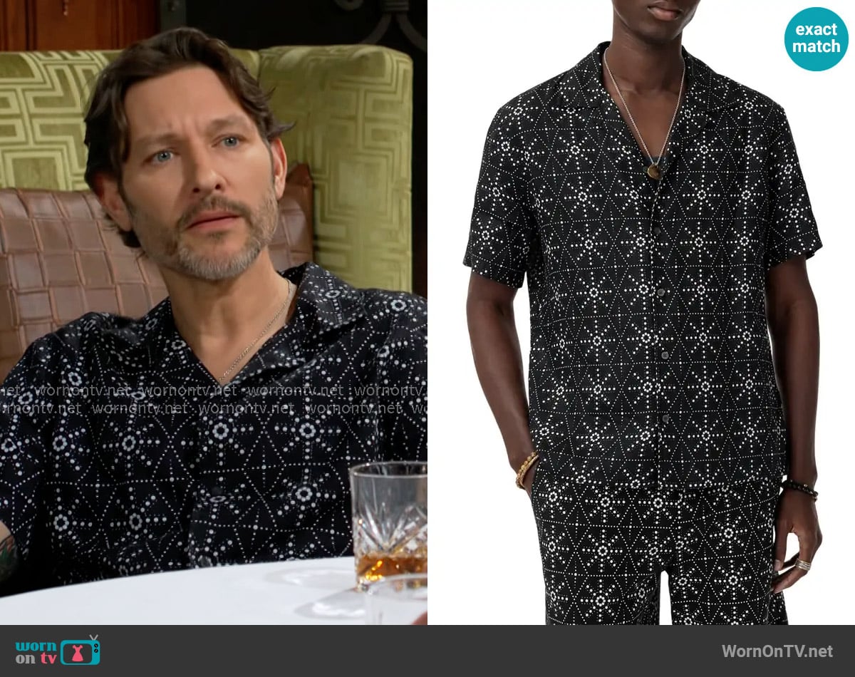 Daniel’s black starburst print shirt on The Young and the Restless