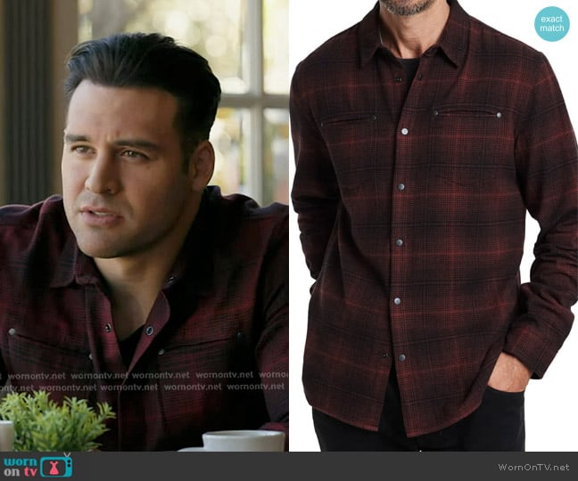 John Varvatos Dario Shirt in Tamarind worn by Eddie Diaz (Ryan Guzman) on 9-1-1
