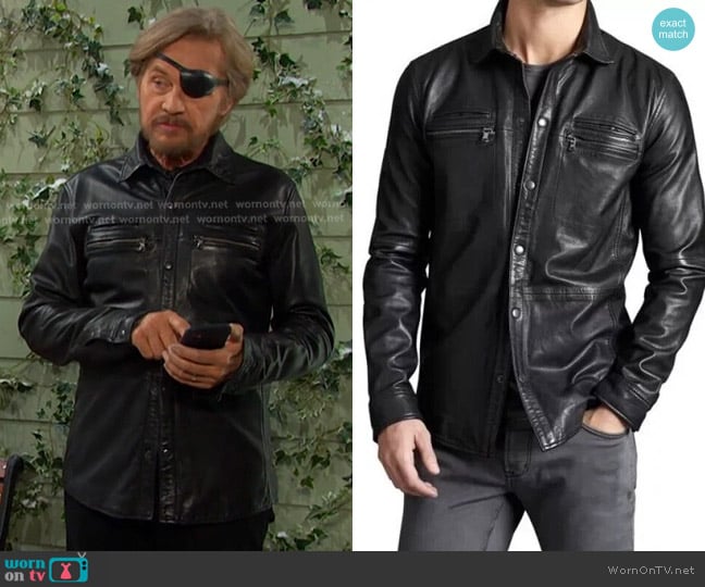 John Varvatos Star USA Leather Shirt with Zippered Pockets