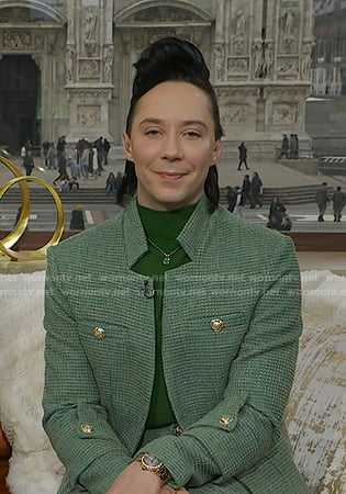 Johnny Weir’s green tweed jacket and pants on Today