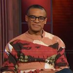 Jordan Carlos’s printed sweater on Sherri