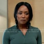 Jordan's green quarter zip top on General Hospital