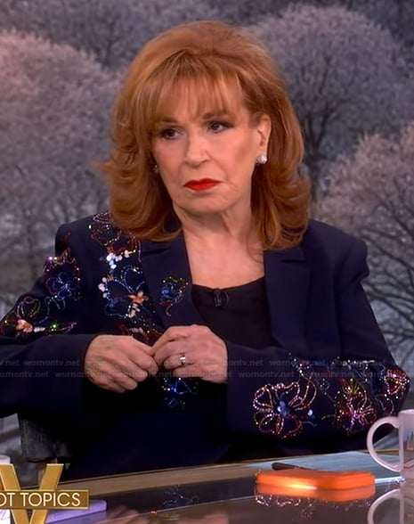 Joy's blue embellished blazer on The View