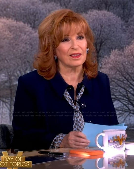 Joy’s blue scarf jacket on The View