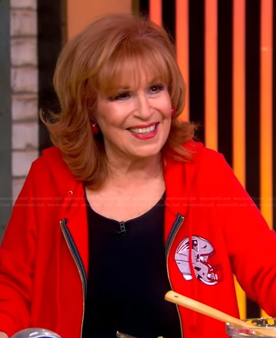 Joy’s red hoodie on The View