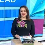 Julia Quinn's black floral embroidered dress on Today