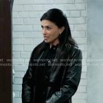 Justine's black leather and shearling coat on General Hospital
