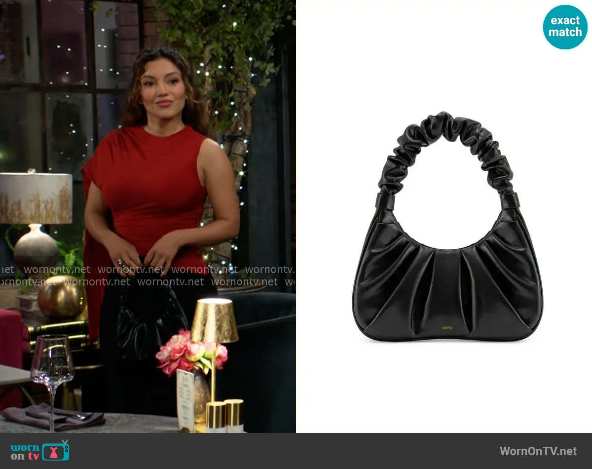 JW Pei Gabbi Ruched Faux Leather Hobo worn by Audra Charles (Zuleyka Silver) on The Young and the Restless