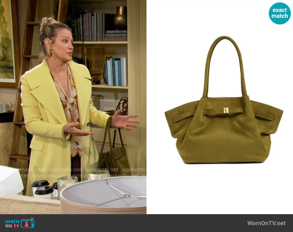 JW Pei Medium Hana Tote in Dark Olive worn by Sharon Newman (Sharon Case) on The Young and the Restless