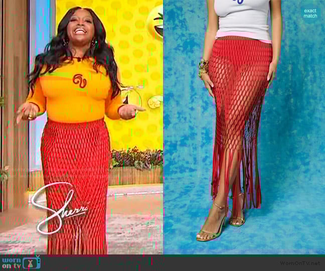 Kai Collective Yumi Faux Suede Laser Cut Skirt  worn by Sherri Shepherd on Sherri
