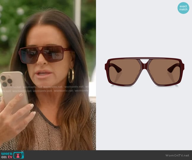 Kaite x Oliver Peoples 1977C Aviator Sunglasses in Burgundy worn by Kyle Richards on The Real Housewives of Beverly Hills