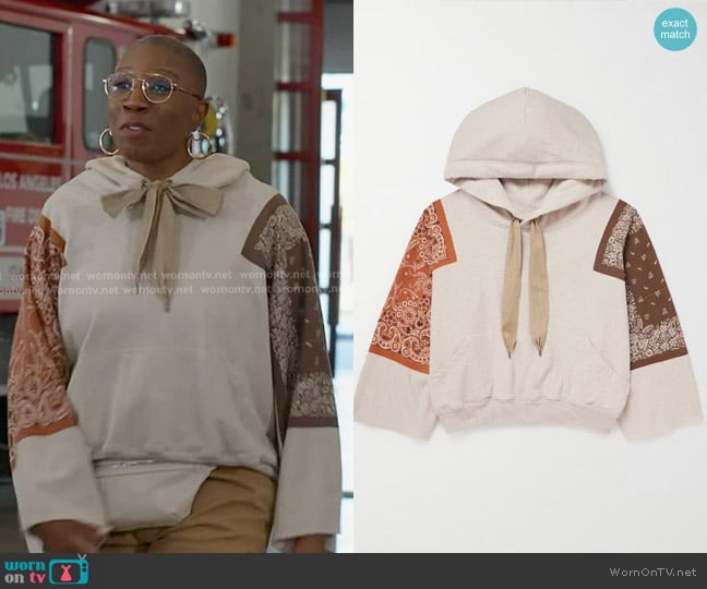 Kapital Bandana-Print Cotton-Jersey Hoodie in Neutral worn by Henrietta Wilson (Aisha Hinds) on 9-1-1