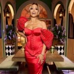 Karen's red reunion dress on The Real Housewives of Potomac