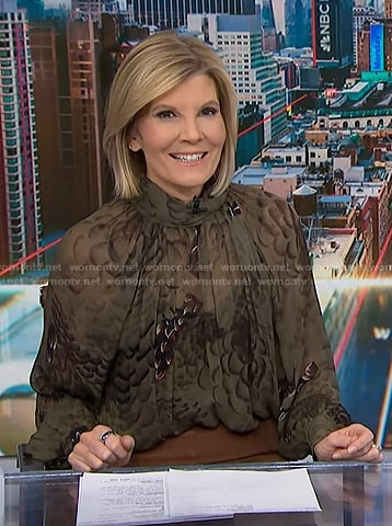 Kate's brown abstract print blouse on NBC News Daily