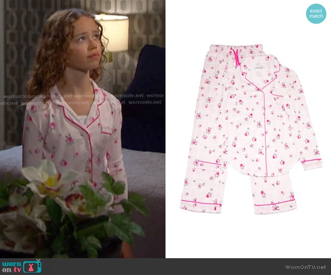 Rachel’s pink floral pajamas on Days of our Lives