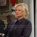 Kayla's navy floral embroidered shirtdress on Days of our Lives