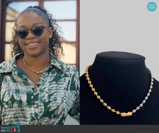 KeachainsJewelry at Etsy Mixed Metal Ball Chain Choker Necklace worn by Izzy Letts (Jazz Raycole) on The Lincoln Lawyer