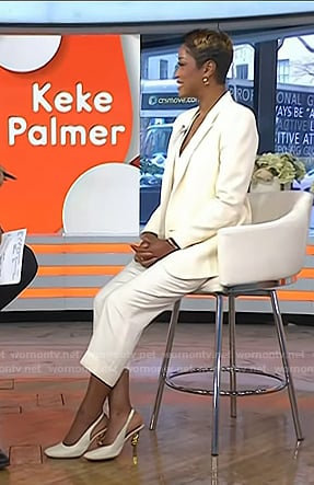 Keke Palmer’s white slingback heel pumps on Today