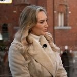 Kelly O’Grady’s beige fur collar coat on CBS Mornings
